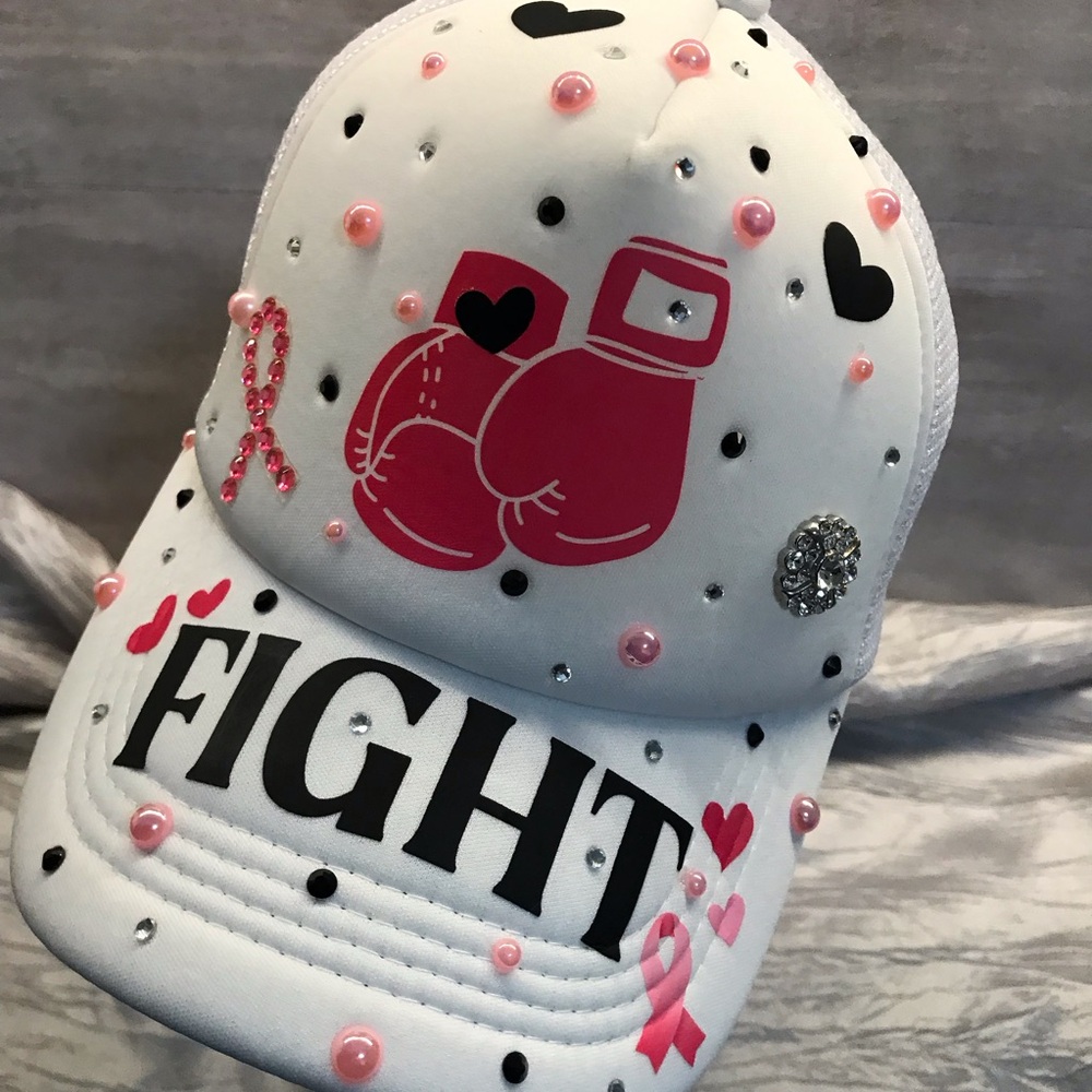 Women’s White and Pink 'Fight' Trucker Hat